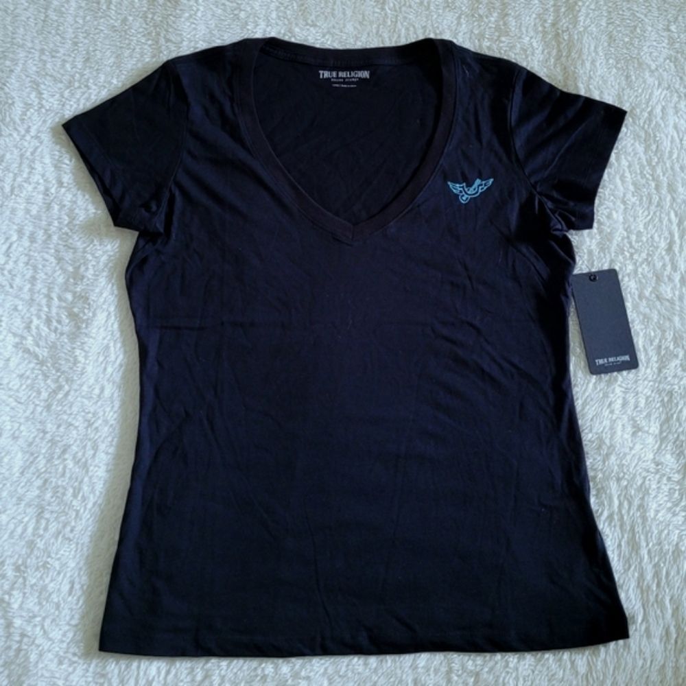 True Religion🙏 Logo Icons Slim Fit V-Neck Tee👕 - NWT - Picture 11 of 16